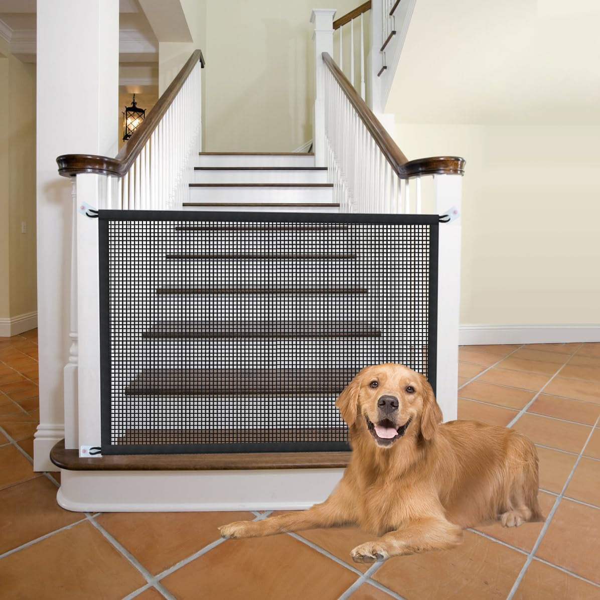 Dog Gate for Stairs Pet Gates for the House: Dog Gate Indoor Dogs Screen Mesh Gate for Doorways Stairways Safety 29 Inches Tall, 30 Inch Wide