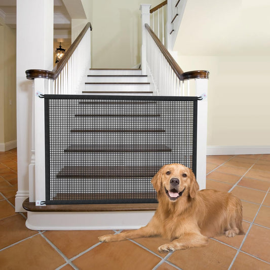 Dog Gate for Stairs Pet Gates for the House: Dog Gate Indoor Dogs Screen Mesh Gate for Doorways Stairways Safety 29 Inches Tall, 30 Inch Wide