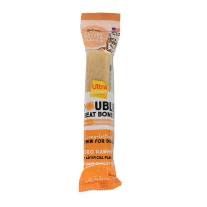 Ultra Chewy Peanut Butter Double Treat Bones: Long-Lasting Dog Treats Made in USA for Large and Small Breeds, Highly Digestible, Ideal for Aggressive Chewers (12 Count)