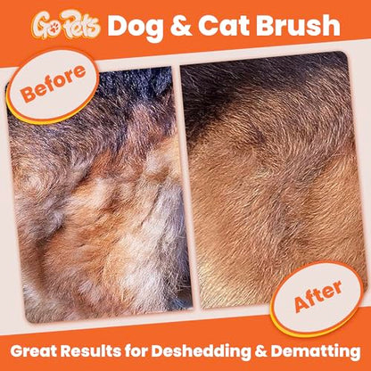 GoPets 2-in-1 Dematting Comb for Dogs, Pet Grooming Rake, Double-Sided Dog Brush for Shedding, Deshedding Brush for Cats, Undercoat Mat Dematting Tool for Long Haired Cats, Grooming Matting Hair