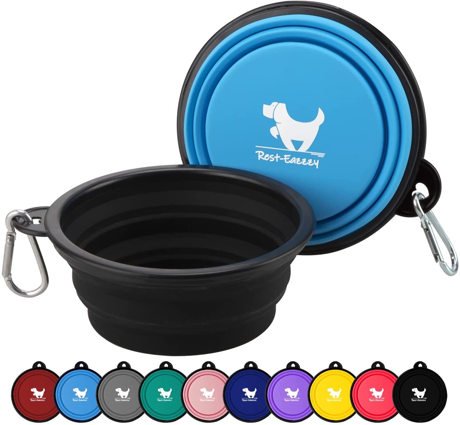 Collapsible Dog Bowls for Travel, 2-Pack Dog Portable Water Bowl for Dogs Cats Pet Foldable Feeding Watering Dish for Traveling Camping Walking with 2 Carabiners, BPA Free