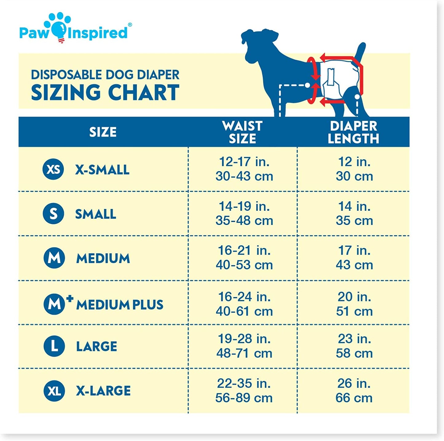 Paw Inspired 32Ct Disposable Dog Diapers | Female Dog Diapers Ultra Protection | Diapers for Dogs in Heat, Excitable Urination, or Incontinence (X-Small)