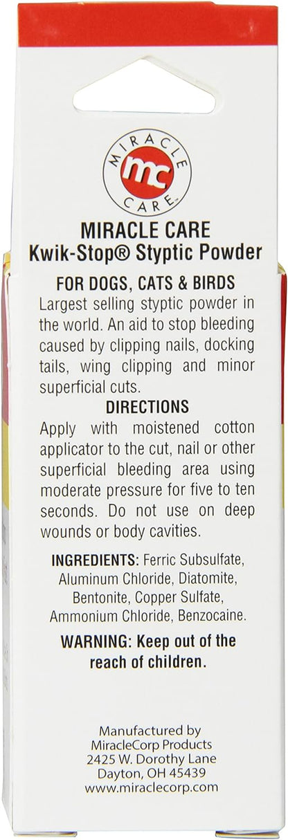 Kwik Stop Styptic Powder for Dogs, Cats, and Birds, Fast-Acting Blood Stop Powder for Pets, Quick Stop Bleeding Powder for Dog Nail Clipping, Minor Cuts, Grooming, 6.0 Oz.