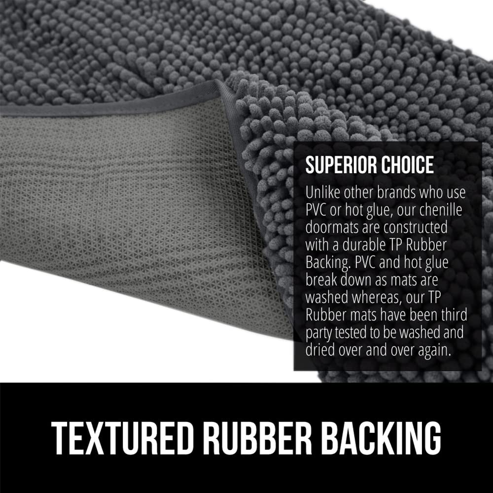 GORILLA GRIP SoakSTOPPER Dog Door Mat, 60x36 Machine Washable Rug Absorbent Doormat Captures Moisture Mud Dirt, Quick Dry Soft Chenille Entryway Rugs Indoor Entrance Mats for Dog Paws, Charcoal