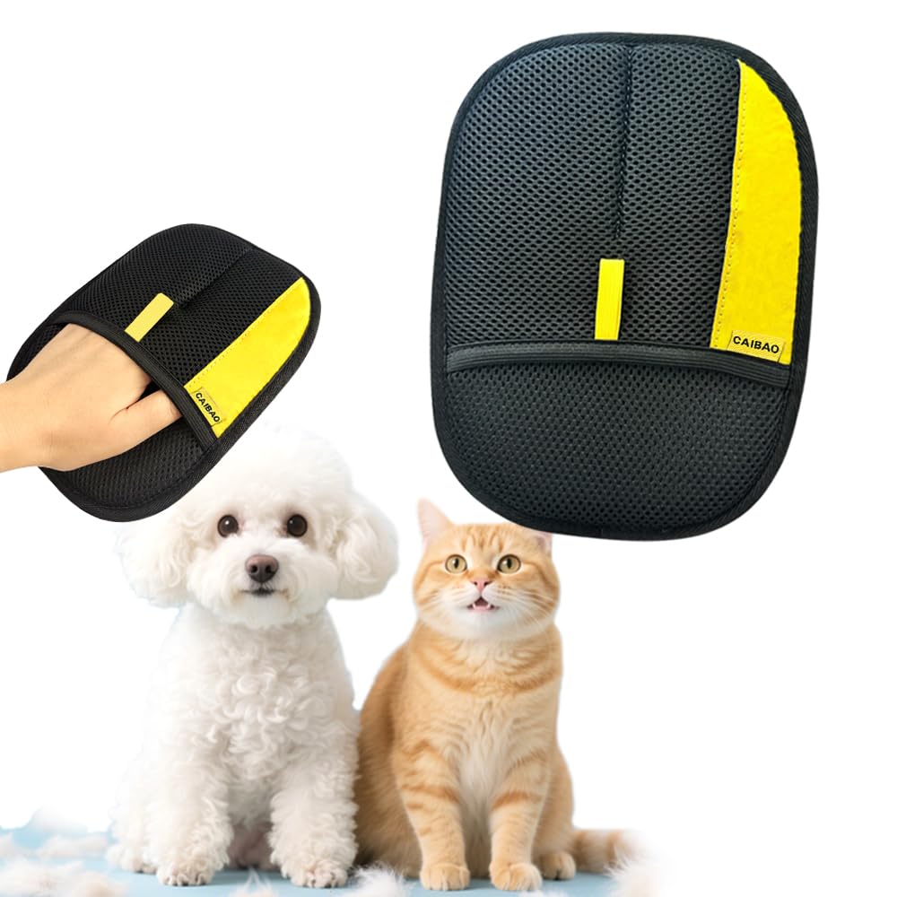 CAIBAO Electrostatic Pet Hair Removal Gloves: Quick Wiping - Reusable & Washable for Sofa Clothing Pet Beds Effortless Cats & Dogs Hair Remover for Busy Pet Owners (1pcs-Black)