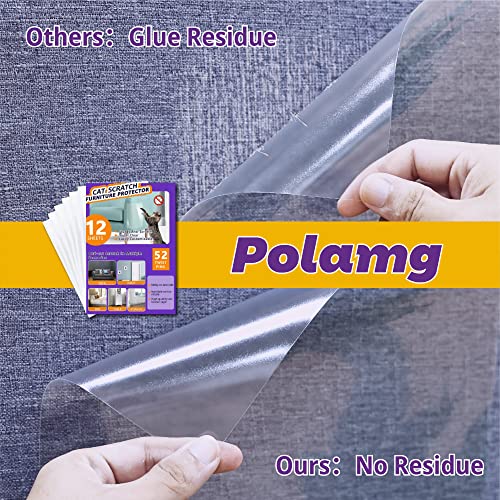 Anti-Cat Scratch Furniture Protector-12-Pack –Single-Sided, Heavy-Duty Self-Adhesive Tape, No-Residue for Couch, Doors & Walls - with 52 Twist Pins