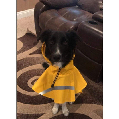 NACOCO Large Dog Raincoat Adjustable Pet Water Proof Clothes Lightweight Rain Jacket Poncho Hoodies with Strip Reflective (M, Yellow)