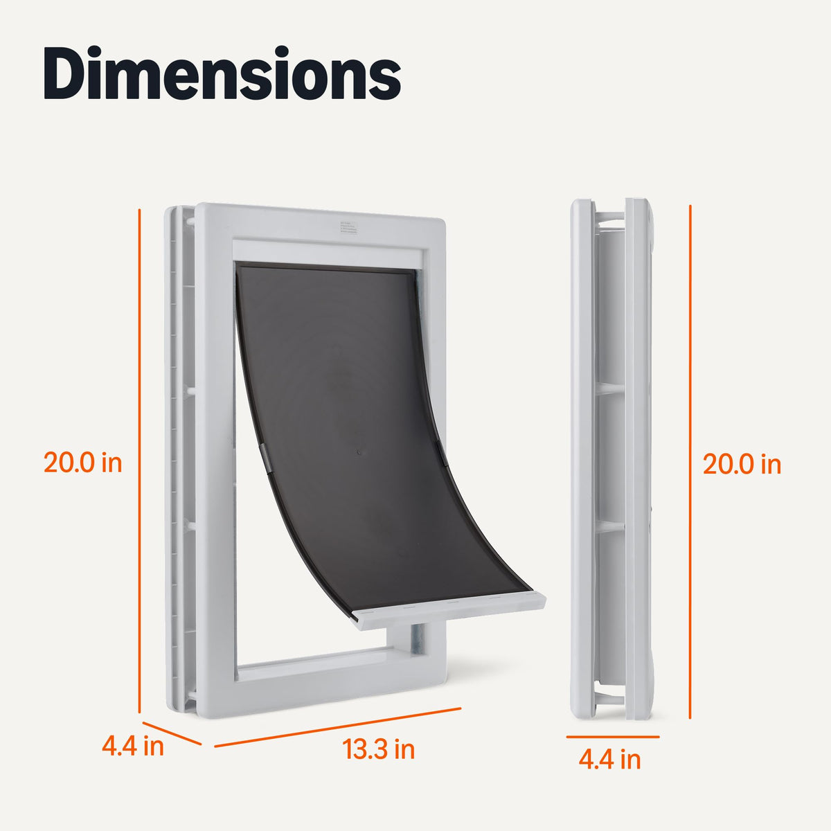 Amazon Basics Adjustable Plastic Dog and Cat Door, Large, 9.5" x 16" Entrance, 20" x 13.3" x 4.5", White and Grey, for Interior and Exterior Doors or Wall