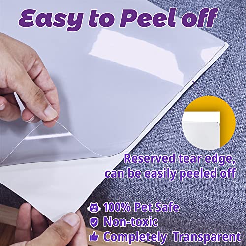 Anti-Cat Scratch Furniture Protector-12-Pack –Single-Sided, Heavy-Duty Self-Adhesive Tape, No-Residue for Couch, Doors & Walls - with 52 Twist Pins