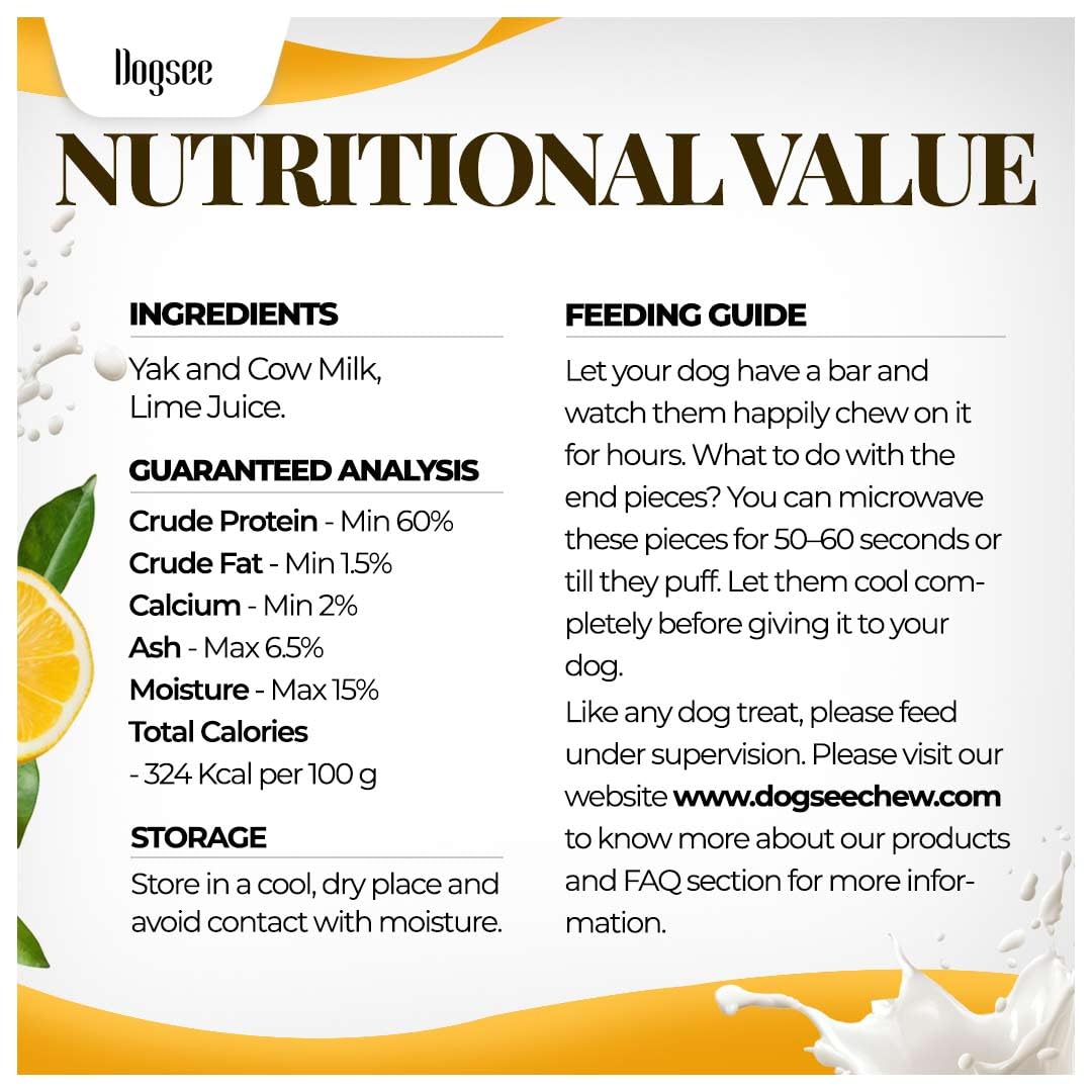 Dogsee Original Yak Cheese Himalayan Dog Chews 1lb (Medium - 6 Bars) | 100% All Natural | Dog Treats Medium Breed | Dog Chews Long Lasting for Aggressive Chewers | High Protein | Dental Sticks