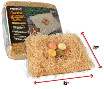 PRECISION PET Chicken Nesting Pads by Petmate – 13” x 13” Premium Chicken Bedding Fit Most Nesting Boxes – 10 Pack,Beige, Made in USA