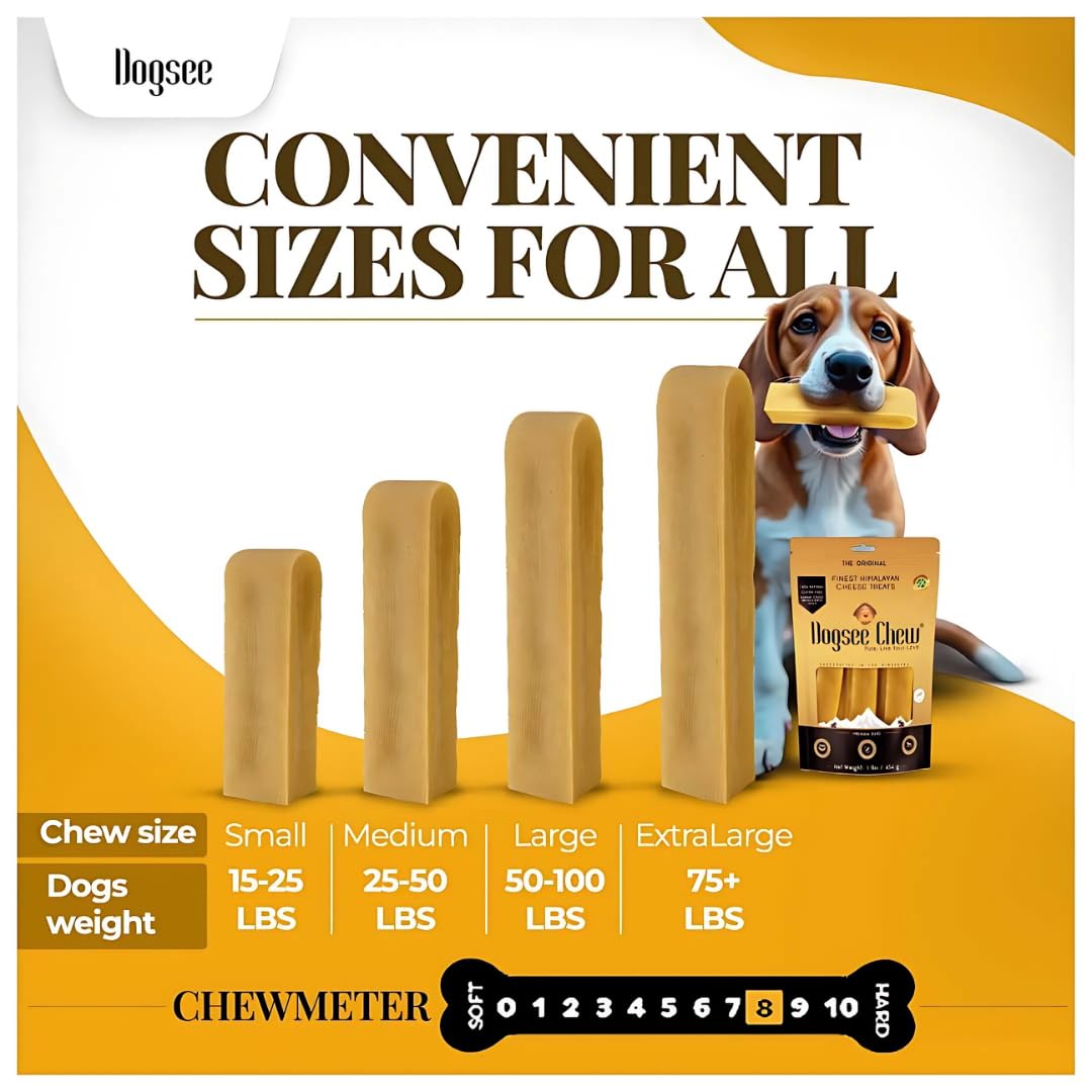 Dogsee Original Yak Cheese Himalayan Dog Chews 1lb (Medium - 6 Bars) | 100% All Natural | Dog Treats Medium Breed | Dog Chews Long Lasting for Aggressive Chewers | High Protein | Dental Sticks