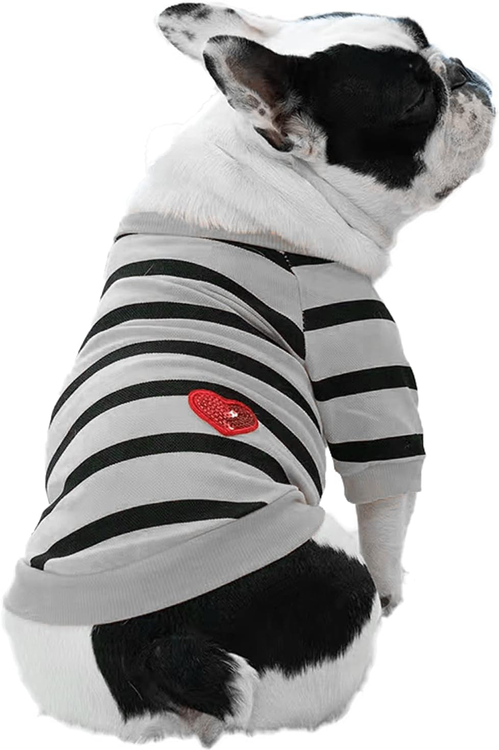 Dog Shirt Striped Shirts for Dogs French Bulldog Clothes for Small Dogs Boy Dog Clothes, Medium, Grey