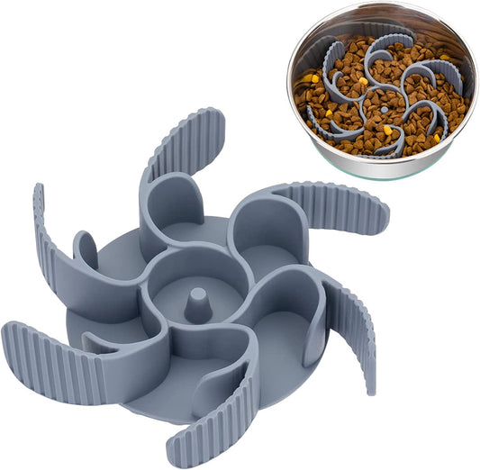 Slow Feeder Dog Bowls Insert [36 Octopus Suction Cups] Super Firm Eating Bowl [Cuttable] for Large Breed and Medium Size Compatible with Regular Elevated (Turbine)