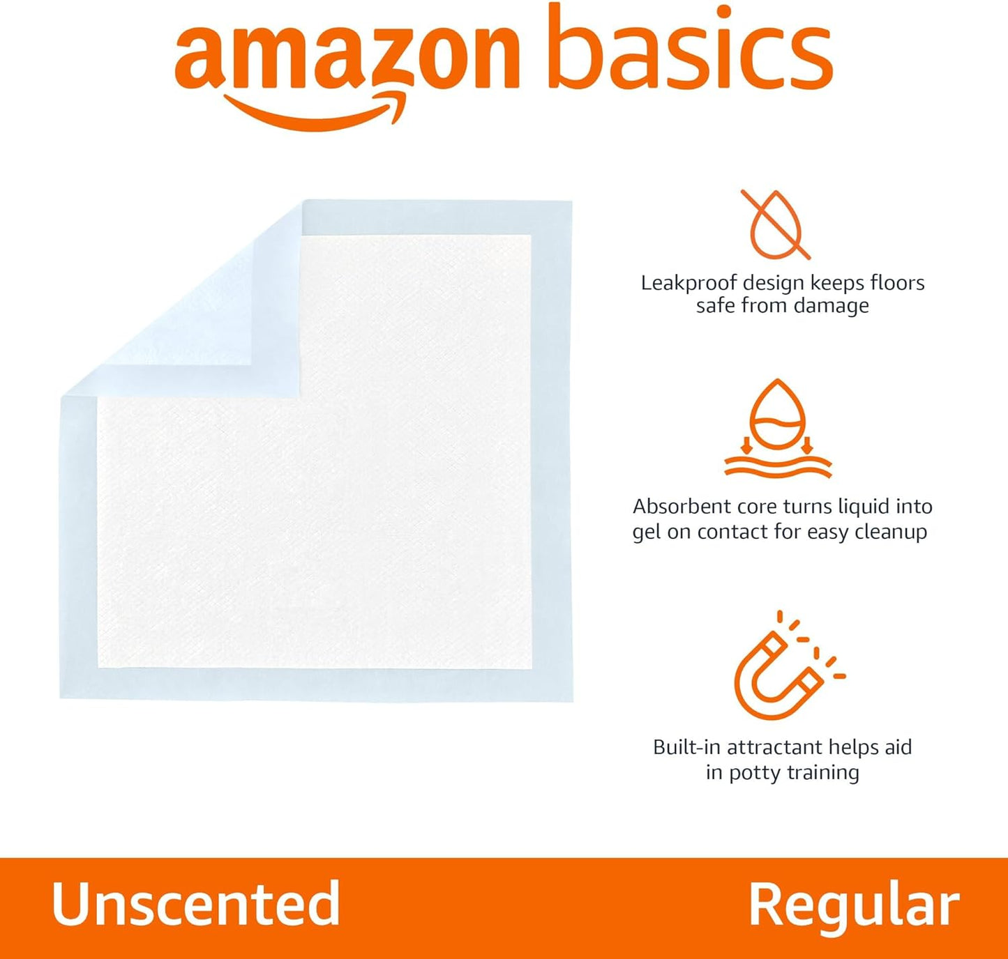 Amazon Basics Dog and Puppy Pee Pads with 5-Layer Leak-Proof Design and Quick-Dry Surface for Potty Training, Heavy Duty Absorbency, X-Large, 28 X 34 Inch - Pack of 25, Blue & White