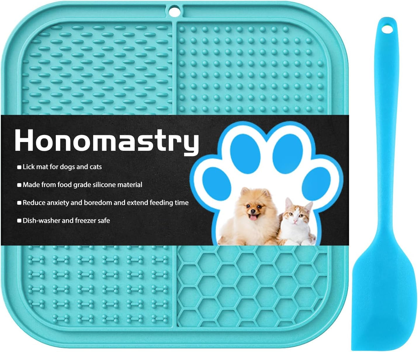 Dog Licking Mat Slow Feeder for Dogs, Premium Lick Pad with Suction Cups for Dog Anxiety Relief, Slow Feeder Dog Bowls, Bathing, Grooming and Training (Teal Mat)