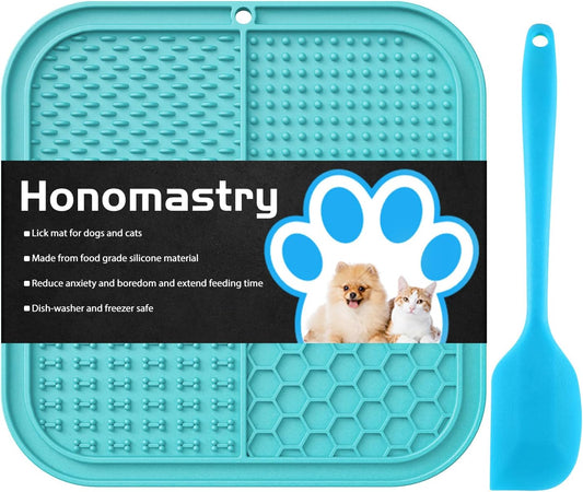 Dog Licking Mat Slow Feeder for Dogs, Premium Lick Pad with Suction Cups for Dog Anxiety Relief, Slow Feeder Dog Bowls, Bathing, Grooming and Training (Teal Mat)