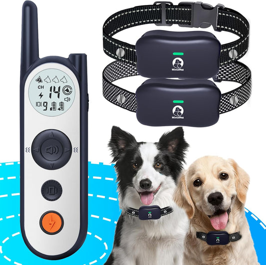 Wireless Dog Fence for 2 Dogs - 25FT to 3500FT Electric Fence for Dogs,185 Days Standby Time Dog Shock Collar with 3 Training Modes,Flash Light and Waterproof (Blue)