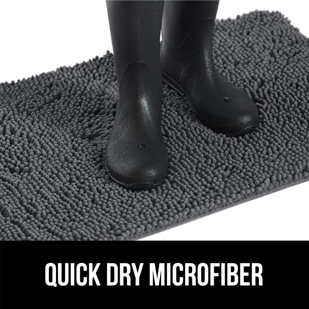 GORILLA GRIP SoakSTOPPER Dog Door Mat, 60x36 Machine Washable Rug Absorbent Doormat Captures Moisture Mud Dirt, Quick Dry Soft Chenille Entryway Rugs Indoor Entrance Mats for Dog Paws, Charcoal