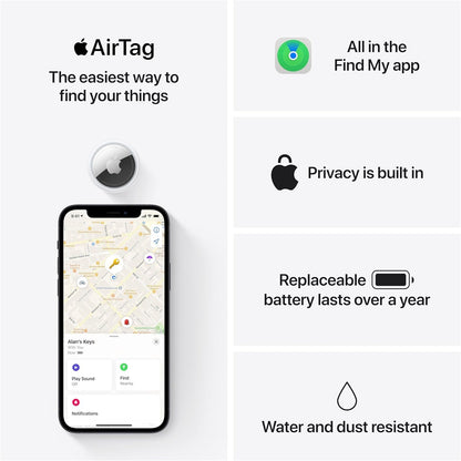 Apple AirTag (1st Generation) - 4 Pack. Keep Track of and find Your Keys, Wallet, Luggage, Backpack, and More. Simple one-tap Set up with iPhone or iPad, Bluetooth
