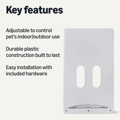Amazon Basics Adjustable Plastic Dog and Cat Door, Large, 9.5" x 16" Entrance, 20" x 13.3" x 4.5", White and Grey, for Interior and Exterior Doors or Wall