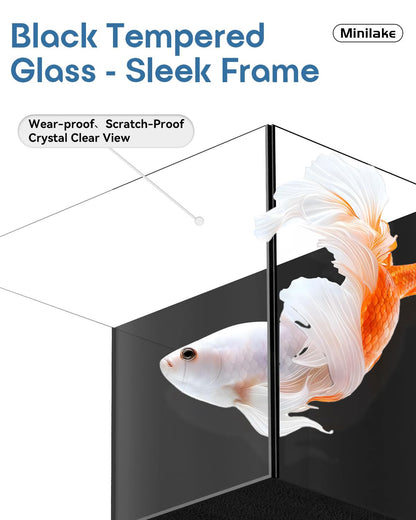 Glass Fish Tank Kit, 2.5 Gallon Betta Fish Tank Aquarium Starter Kit with Filter, Lights, Lid, for Betta, Goldfish, Small Fish or shrimg