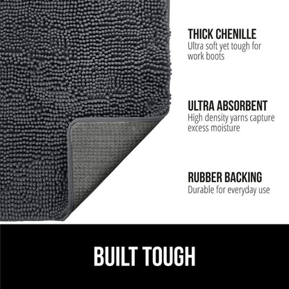 GORILLA GRIP SoakSTOPPER Dog Door Mat, 60x36 Machine Washable Rug Absorbent Doormat Captures Moisture Mud Dirt, Quick Dry Soft Chenille Entryway Rugs Indoor Entrance Mats for Dog Paws, Charcoal
