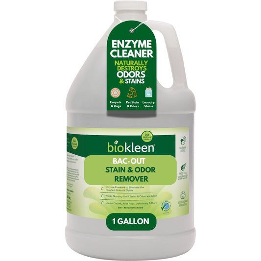 Biokleen Bac-Out Enzyme Cleaner and Stain & Odor Remover for Pet Stains, Laundry, Diapers, Wine, Carpets, & More, Eco-Friendly, Non-Toxic, Lime Scent, 128 Ounces