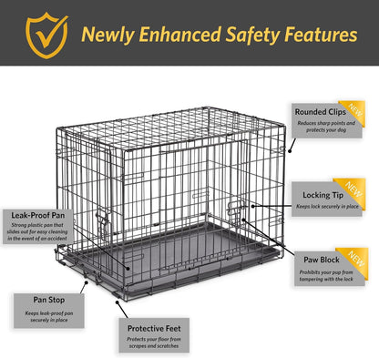 New World Newly Enhanced Double Door New World Dog Crate, Includes Leak-Proof Pan, Floor Protecting Feet, & New Patented Features, 48 Inch