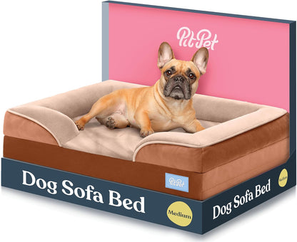 Orthopedic Sofa Dog Bed - Ultra Comfortable Dog Bed for Large Dogs - Breathable & Waterproof Pet Bed- Egg Foam Sofa Bed with Extra Head and Neck Support - (Medium, Brown)