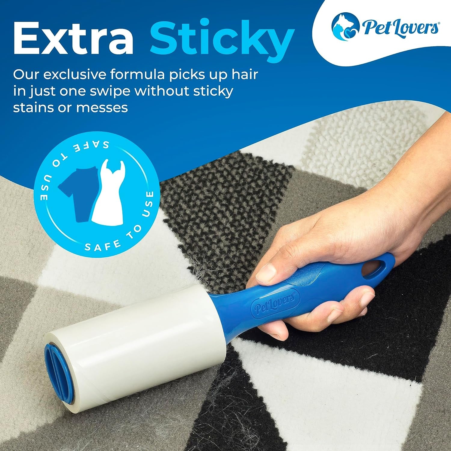 PetLovers Extra Sticky Lint Roller Bulk Value Set 3 Rollers 7 Refills 1,000 Sheets for Pet Hair Removal, Dog and Cat Lint Remover