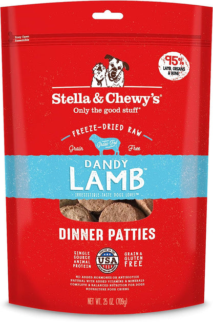 Stella & Chewy'S Freeze Dried Raw Dinner Patties – Grain Free Dog Food, Protein Rich Dandy Lamb Recipe – 25 Oz Bag