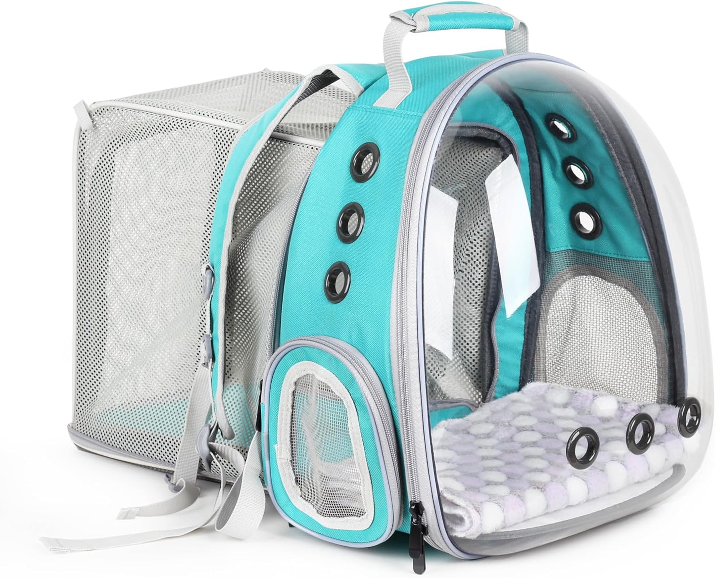 LOLLIMEOW Pet Carrier Backpack, Bubble Backpack Carrier, Cats and Puppies,Airline-Approved, Designed for Travel, Hiking, Walking & Outdoor Use (Square Expandable-Green)