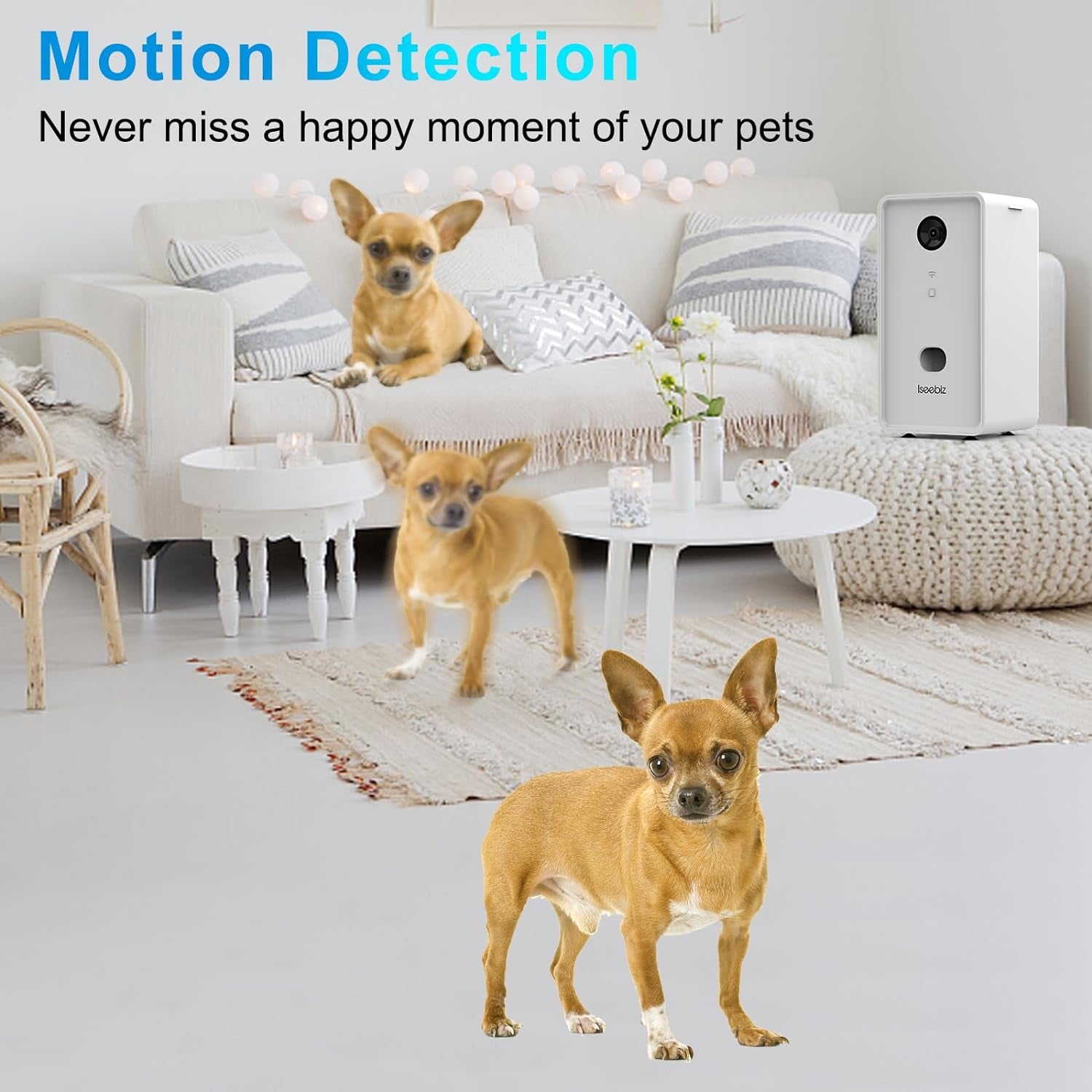 Pet Camera Treat Dispenser, 2.4G & 5G Wifi Dog Camera with 2 Way Audio Talk Listen, 1080P Night Vision Cat Dog Cam, App Control Tossing, Multi Devices Login, Compatible with Alexa (Upgraded)