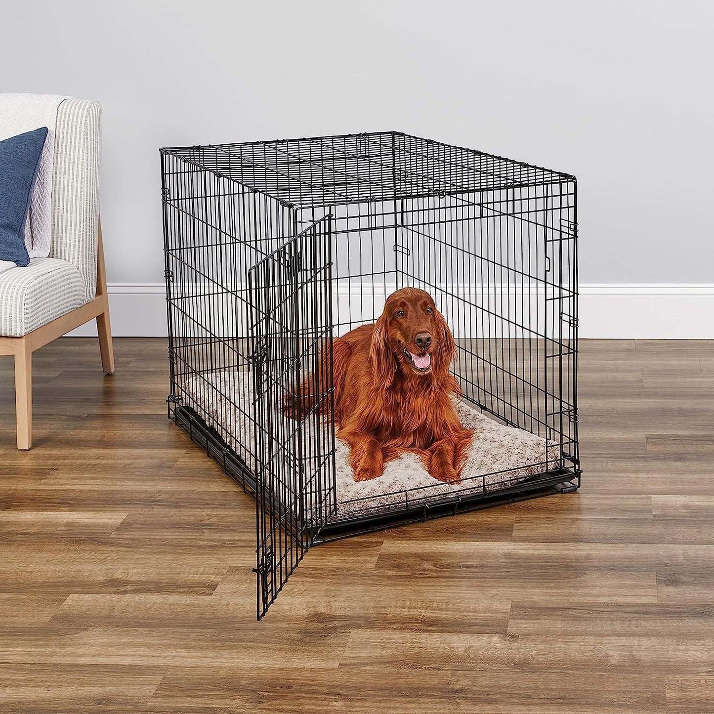 MidWest Homes for Pets Newly Enhanced Single Door iCrate Dog Crate, Includes Leak-Proof Pan, Floor Protecting Feet, Divider Panel & New Patented Features