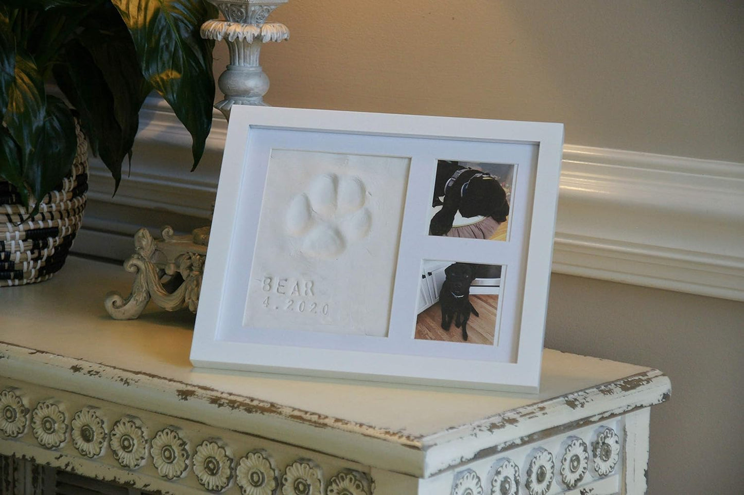 Ultimate Dog or Cat Pet Pawprint Keepsake Kit & Wood Picture Frame - Personalized Gift for Pet Lovers and Memorials (Black)