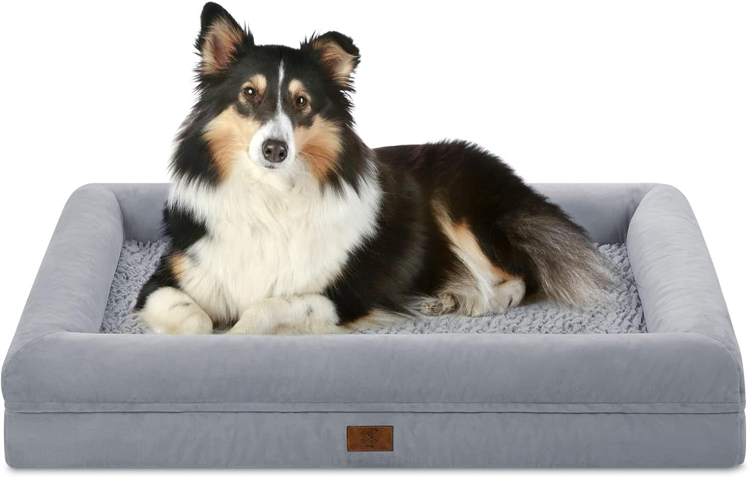 Large Dog Bed, Grey Orthopedic Gel Memory Foam Dog Bed, Washable Dog Bed with Removable Cover, Waterproof Non-Slip Bottom Big Dog Couch Bed