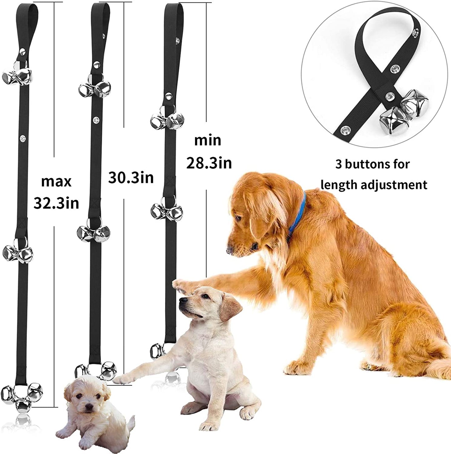 Upgraded Puppy Bells Dog Doorbells for Door Knob/Potty Training/Go Outside-Dog Bells for Puppies Dogs Doggy Doggie Pooch Pet Cat for Dog Lovers-Premium Quality-3 Snaps for Length Adjustment