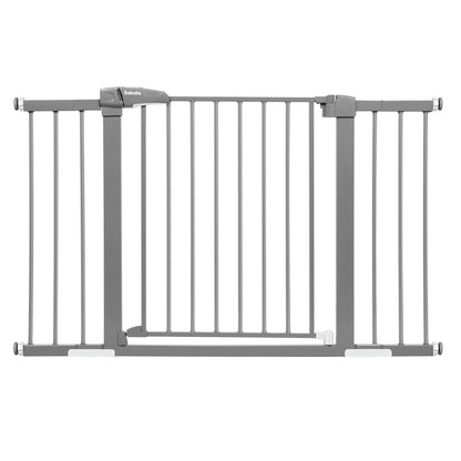 Babelio Metal Baby Gate, 29-48'' Auto Close Easy Install Pet Gate, Extra Wide Walk Thru Child Safety Gate with Door, Pressure Mounted Dog Gate for Doorways & Stairs, with Y Spindle Rods, Grey