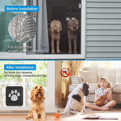 Ownpets Dog Screen Door, inside Door Flap 12X14X0.4 Inch, Lockable Pet Screen Door, Magnetic Self-Closing Screen Door with Locking Function, Sturdy Screen Door for Dogs Cats