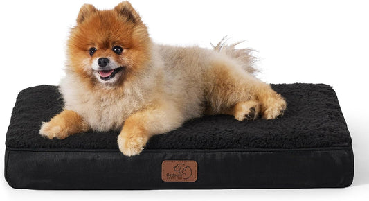 Bedsure Small Dog Bed for Small Dogs - Orthopedic Waterproof Dog Beds with Removable Washable Cover, Egg Crate Foam Pet Bed Mat, Suitable for Dogs up to 20 Lbs, Oxford Fabric Bottom