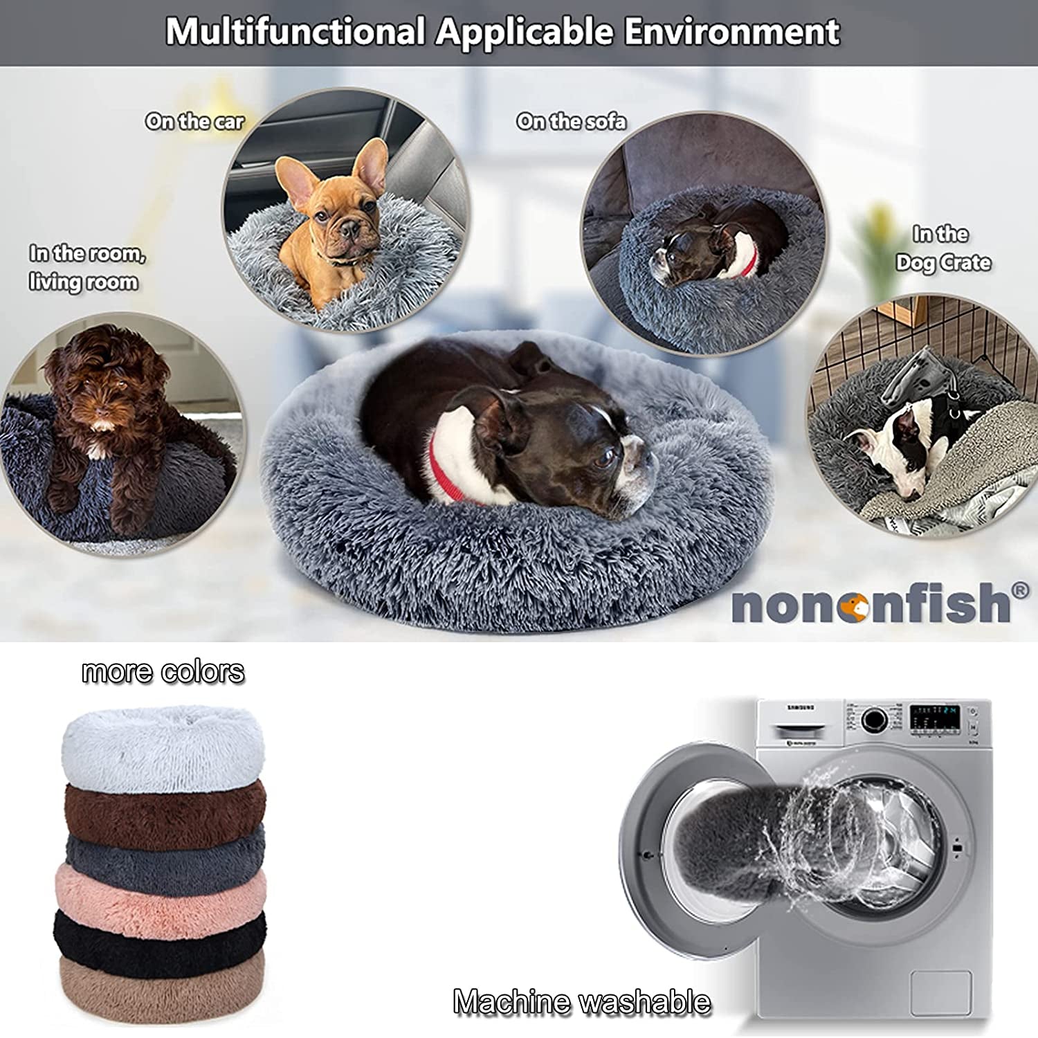 Orthopedic Dog Beds for Medium Dogs 30 Inch round Calming Pet Beds Machine Washable Faux Fur Doggie Beds for Medium Dogs Chocolate Brown