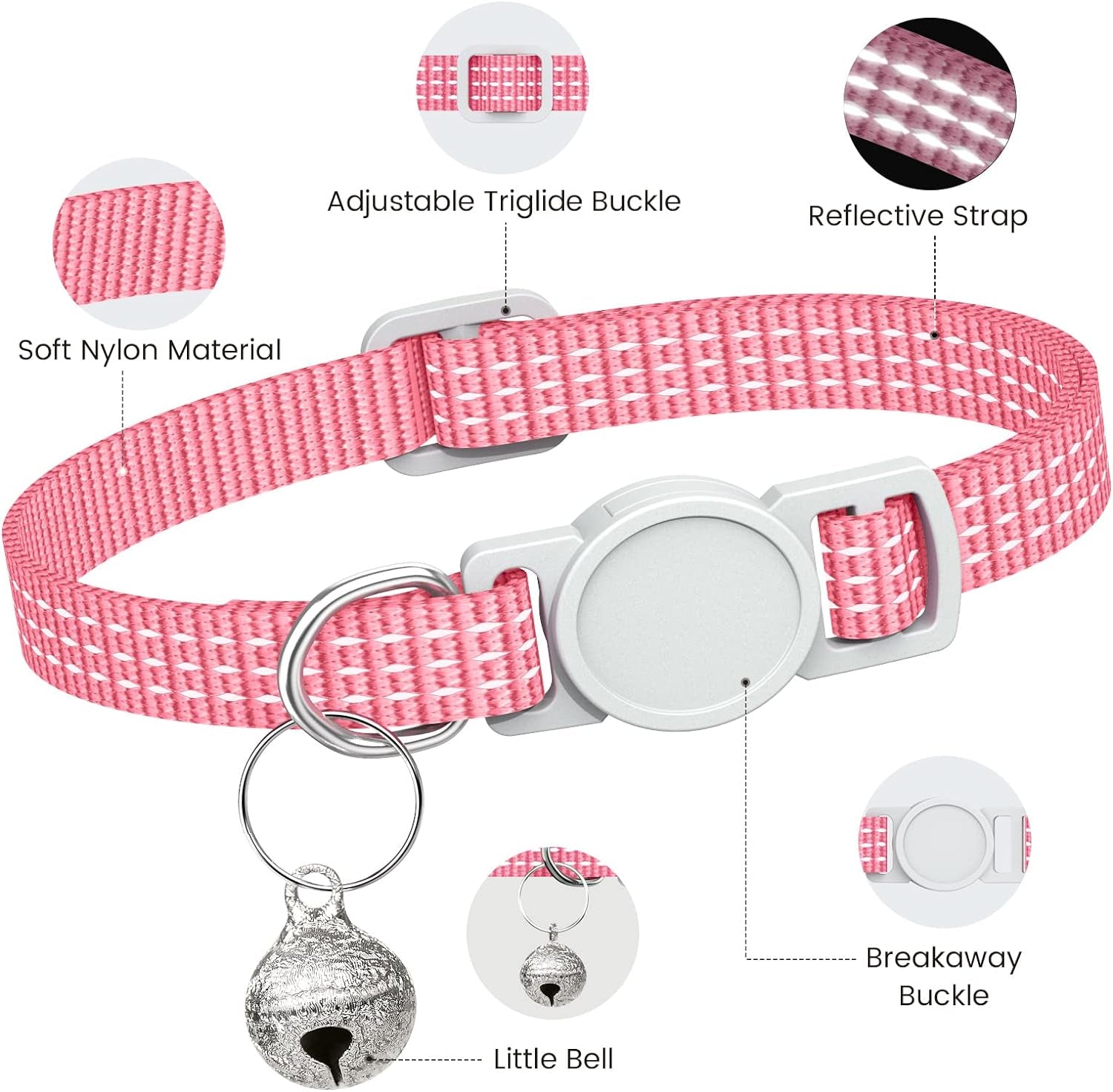 5 Pack Reflective-Breakaway Cat Collars with Bells,Adjustable Small Cat Collar,Ideal for Girl Cats Male Cats Kittens Puppies,Pet Supplies Stuff Accessories 7.9" - 13" (5 Bright Colors)