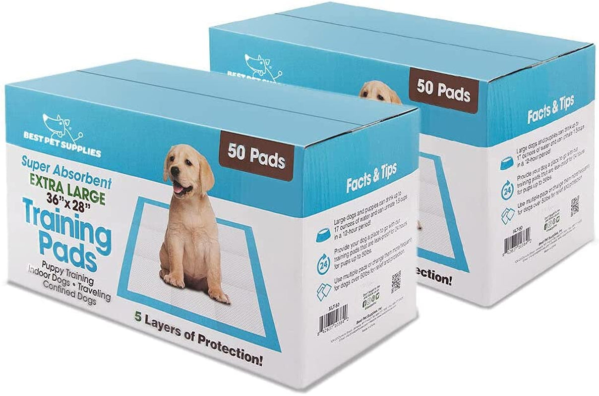 Best Pet Supplies, XL (36" X 28") Disposable Puppy Pads for Whelping Puppies and Training Dogs, 100 Pack - Ultra Absorbent, Leak Resistant, and Track Free for Indoor Pets - Baby Blue