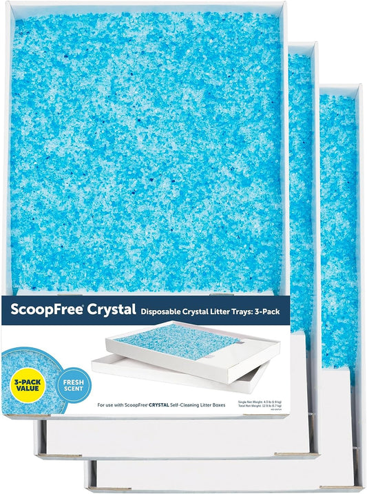 Petsafe Scoopfree Crystal Cat Litter Tray Refills – Fresh Scent, 3-Pack – Disposable Tray – Includes Leak Protection & Low Tracking Litter – Absorbs Odors on Contact