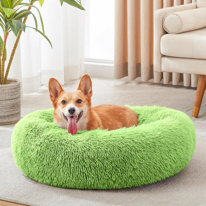 WESTERN HOME WH Calming Dog Bed & Cat Bed, Anti-Anxiety Donut Dog Cuddler Bed, Warming Cozy Soft Dog round Bed, Dog Cat Cushion Bed for Small Medium Dogs and Cats