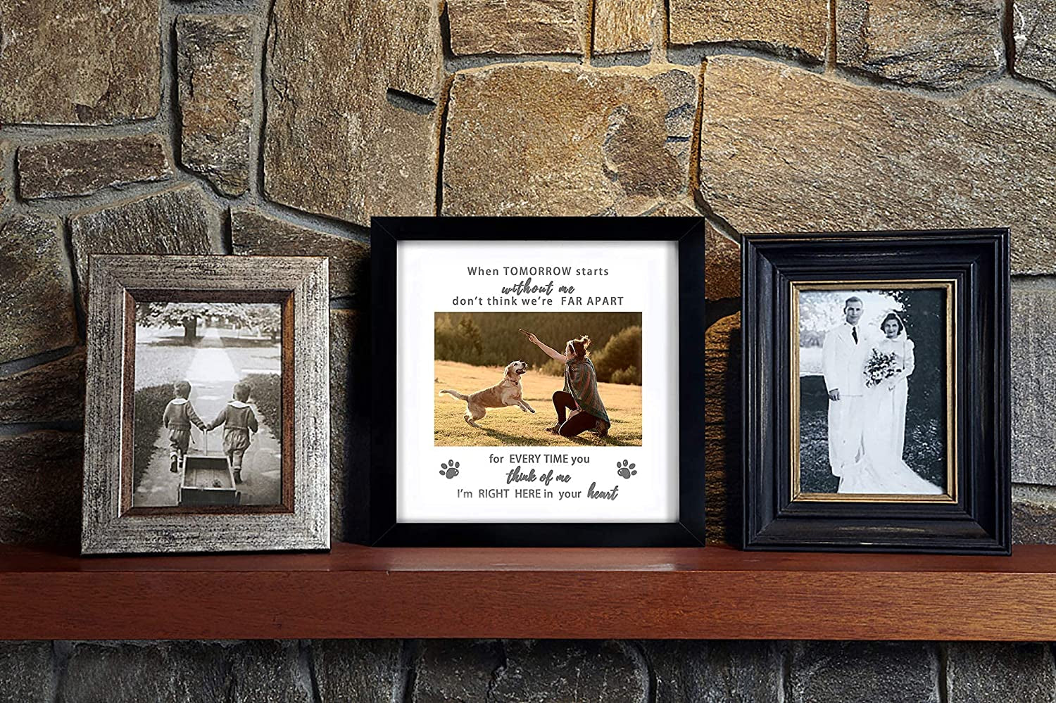 Kcrasan Paw Print Kit Dog Frame - Pet Memorial Picture Frame with Pawprints - Dog or Cat Paw Print Kit, Pet Keepsake Picture Frame for Pet Love Dog Memorial Gifts for Paw Print Frame, Sympathy Gift