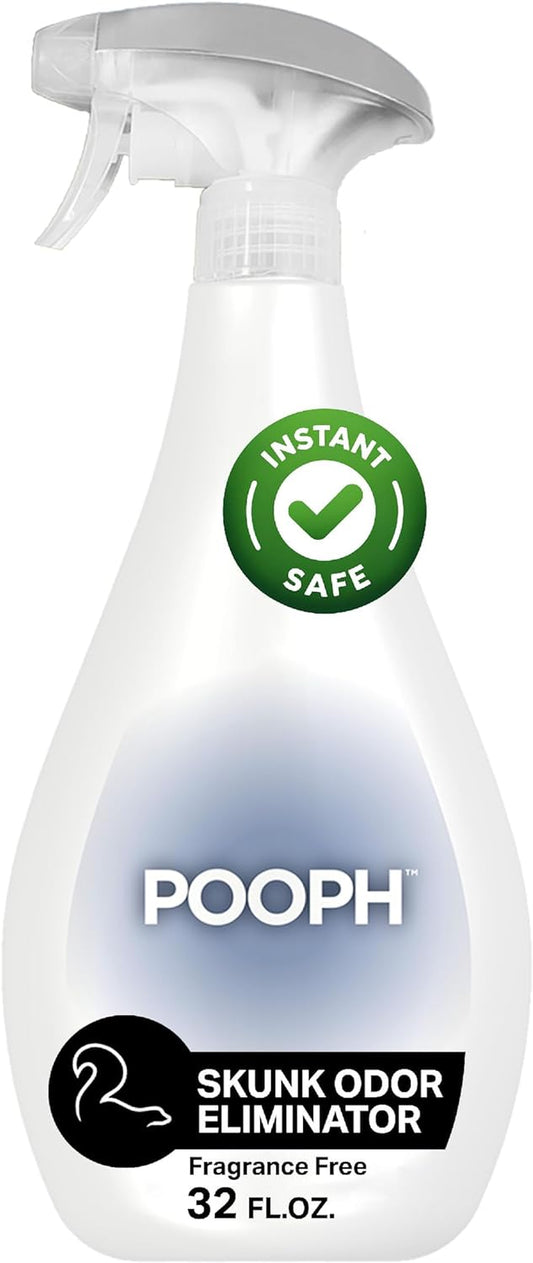 Pooph Skunk Odor Eliminator, 32Oz Spray - Dismantles Skunk Odors on a Molecular Basis from Pets & Anything Else, Proprietary Formula Breaks down Skunk Oils, Eliminates Odor on Clothing & More