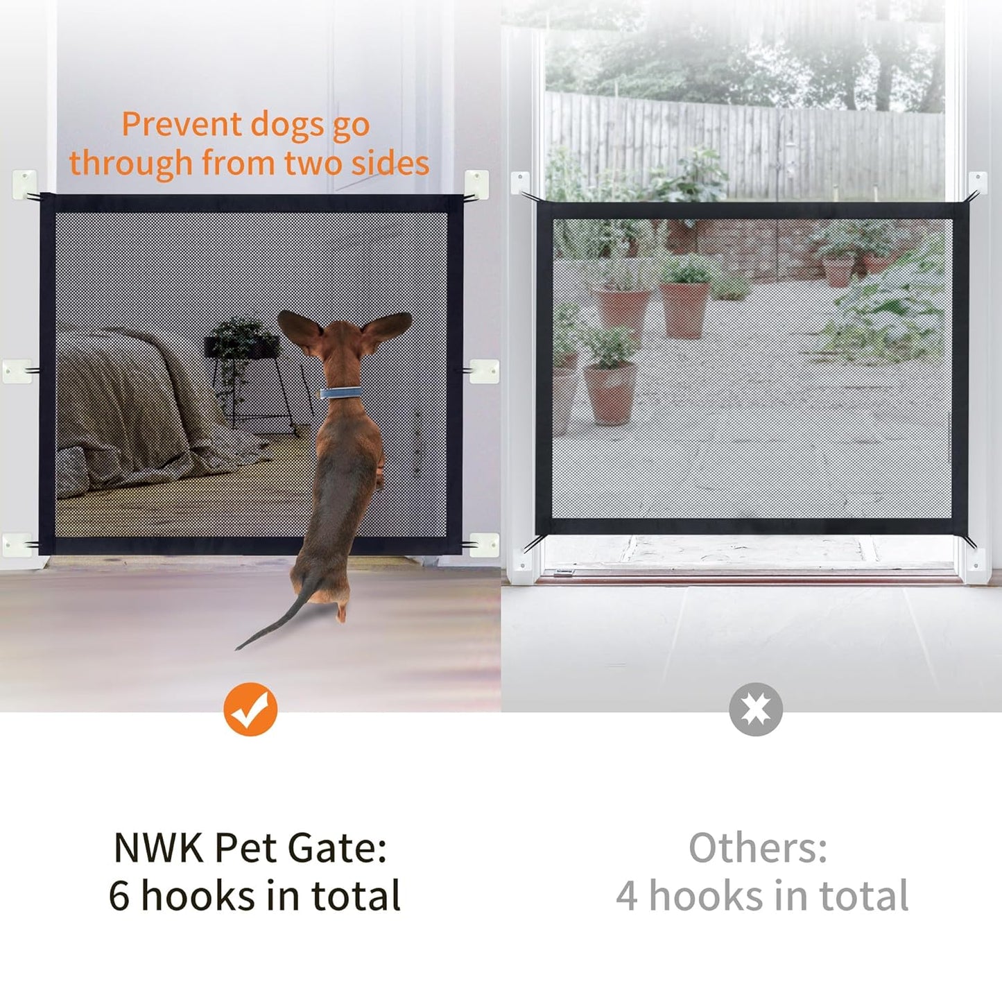 NWK Magic Pet Gate for the House Stairs Providing a Safe Enclosure for Pets to Play and Rest, 6 Loops Design (30'' X 70'')