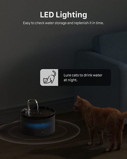 Cat Water Fountain with 9 Filters, Black